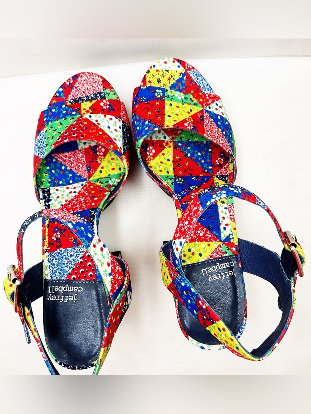 {Jeffrey Campbell} Summers Patchwork Platform Sandals - Picture 9 of 14